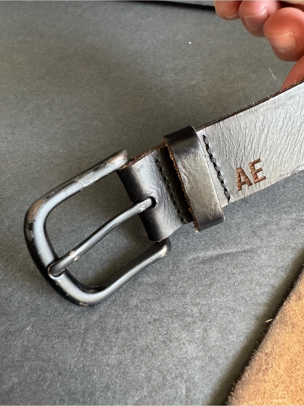 American Eagle‎ Distressed Black Leather Belt Well Worn Unisex Mens 34